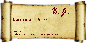 Weninger Jenő névjegykártya